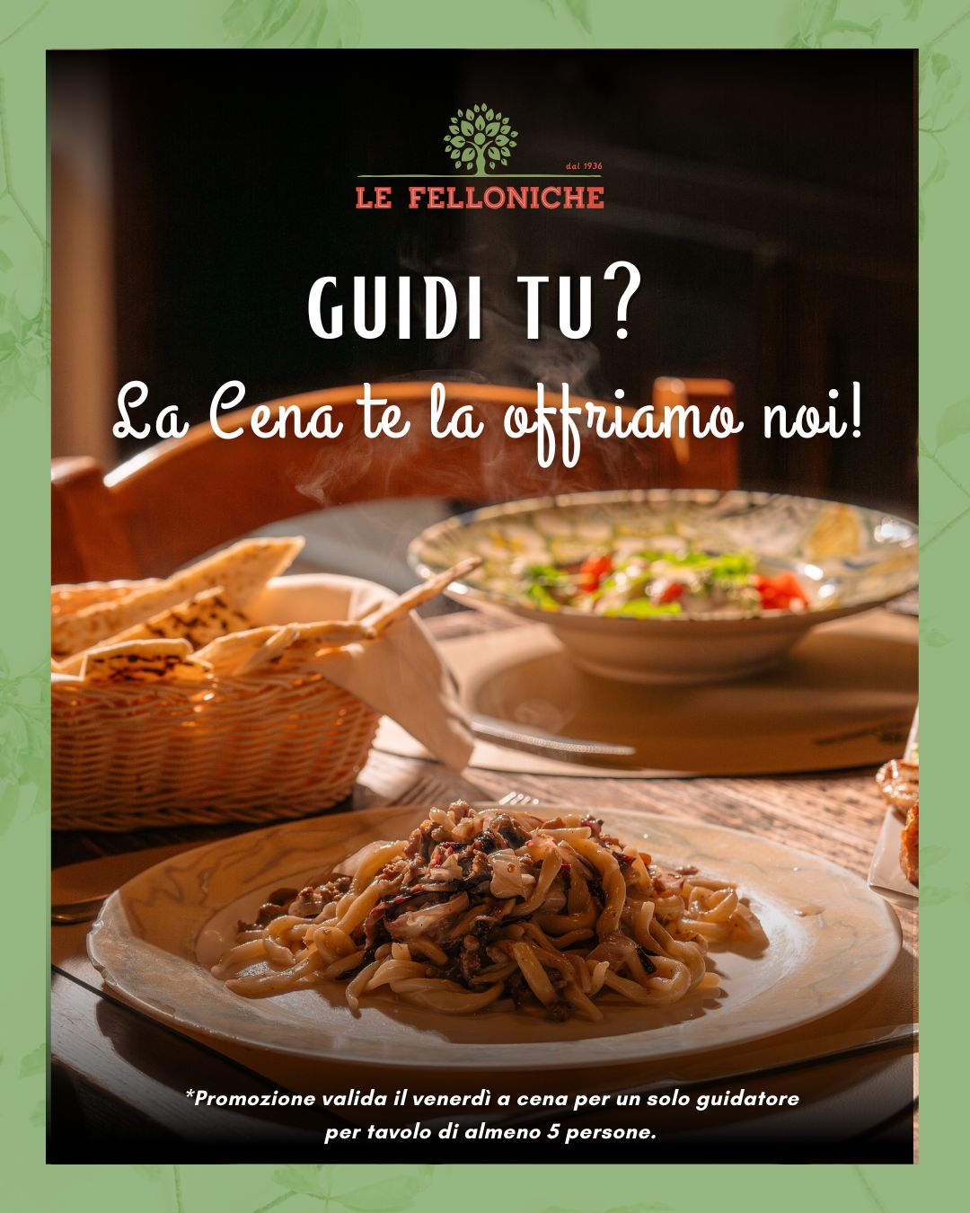 Locandina promo cena offerta al guidatore